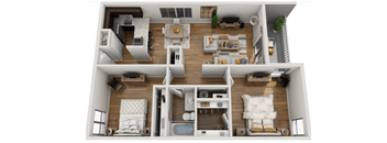 39th ave apartment_gainsvile_fl_ 2 Bed 1 Bath 949 square feet floor plan 3d furnished