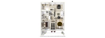 2 Bed - 2 Bath |755 sq ft floorplan
