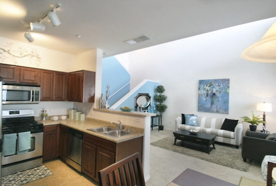 Open living room & kitchen area