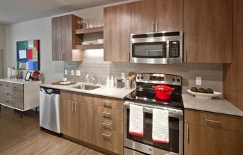 Fully Equipped Kitchen at Astro Apartments, Seattle, Washington