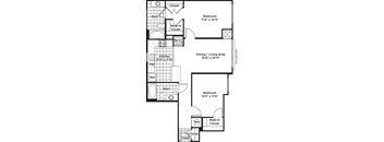 a floor plan of a small house with a kitchen and a living room