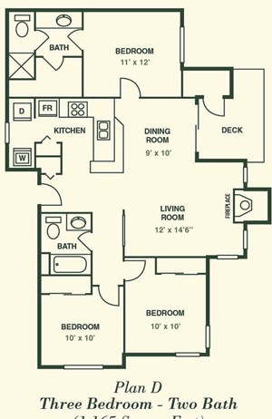 3 Bed - 2 Bath |1165 sq ft 3 Bed - 2 Bath |1165 sq ft