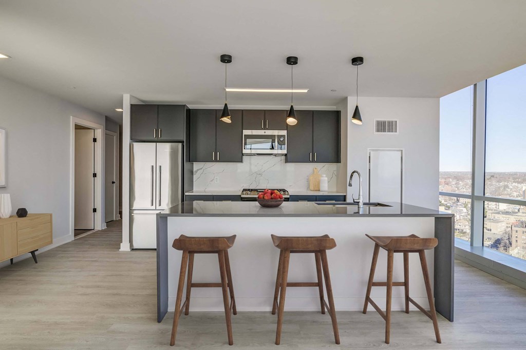 3thirty3 new rochelle ny apartment high rise photo of kitchen with modern furnishings