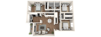 The Element at River Pointe apartments in Jacksonville Florida photo of three bedroom two bathroom floorplan