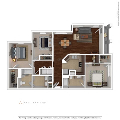 Biloxi_MS_Apartment_Oceanaire_3 bedroom 2 bath 3D Furnished