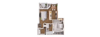 1 bedroom/1 bath floorplan at Zerzura Apartment Las Vegas Nevada