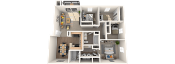 Pet Friendly Apartments in Tampa Florida – The Commons – 3D floorplan of our four-bedroom two-bathroom apartment