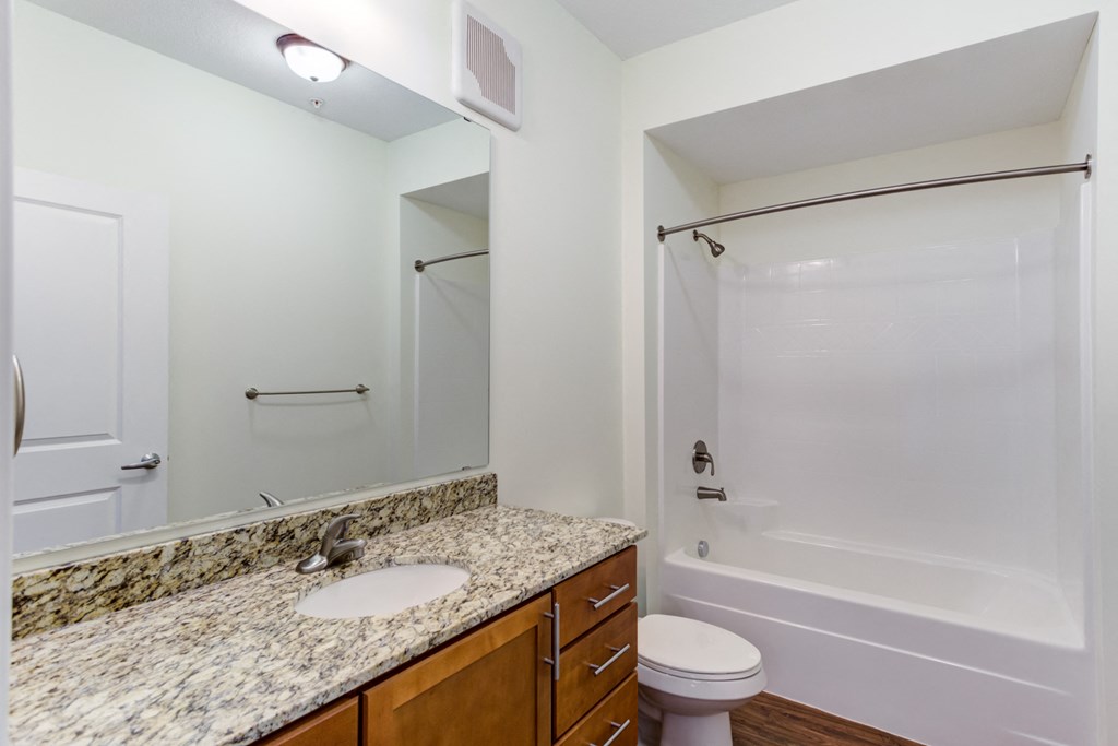 a bathroom with a sink and a shower and a toilet