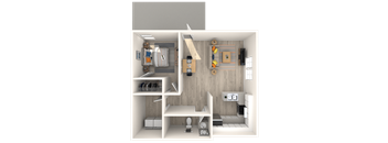 a 3d rendering of a bedroom with a bathroom and a closet