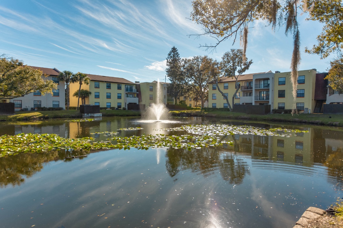 Belara Lakes Apartments in Tampa Florida photo of pond with fountain