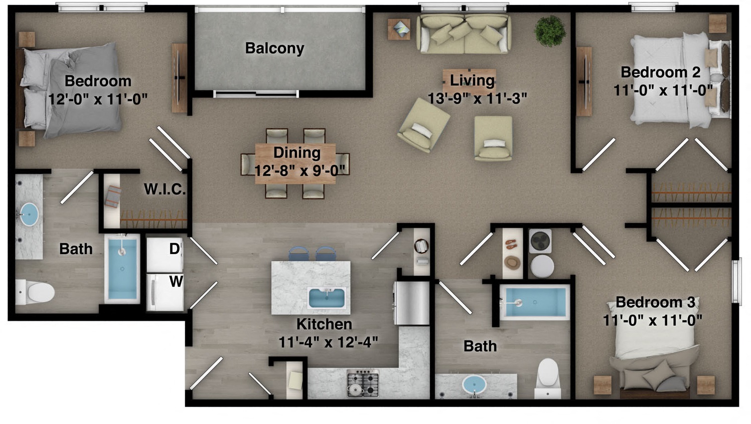 3 Bed, 2 Bath, 1272 sq. ft. Fenwick