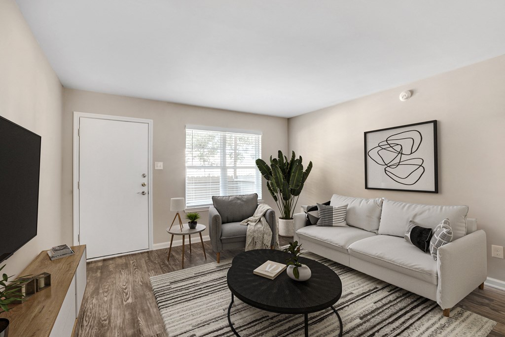 Pet-friendly apartment living room at Artisan West Houston TX