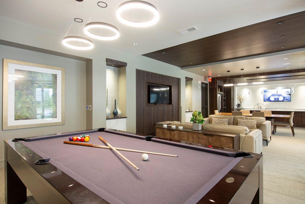 Atlanta Apartments - Arabelle Perimeter - game room with a pool table and a tv