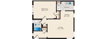 a floor plan of a home with a living room and a dining room