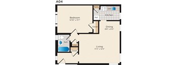 a floor plan of a unit with a bedroom and a living room