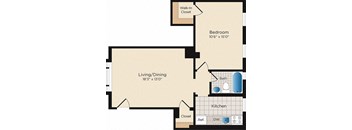 a floor plan of a home with a living room and a dining room