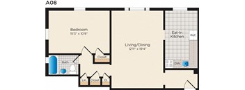 a floor plan of a living room with a kitchen and a dining room