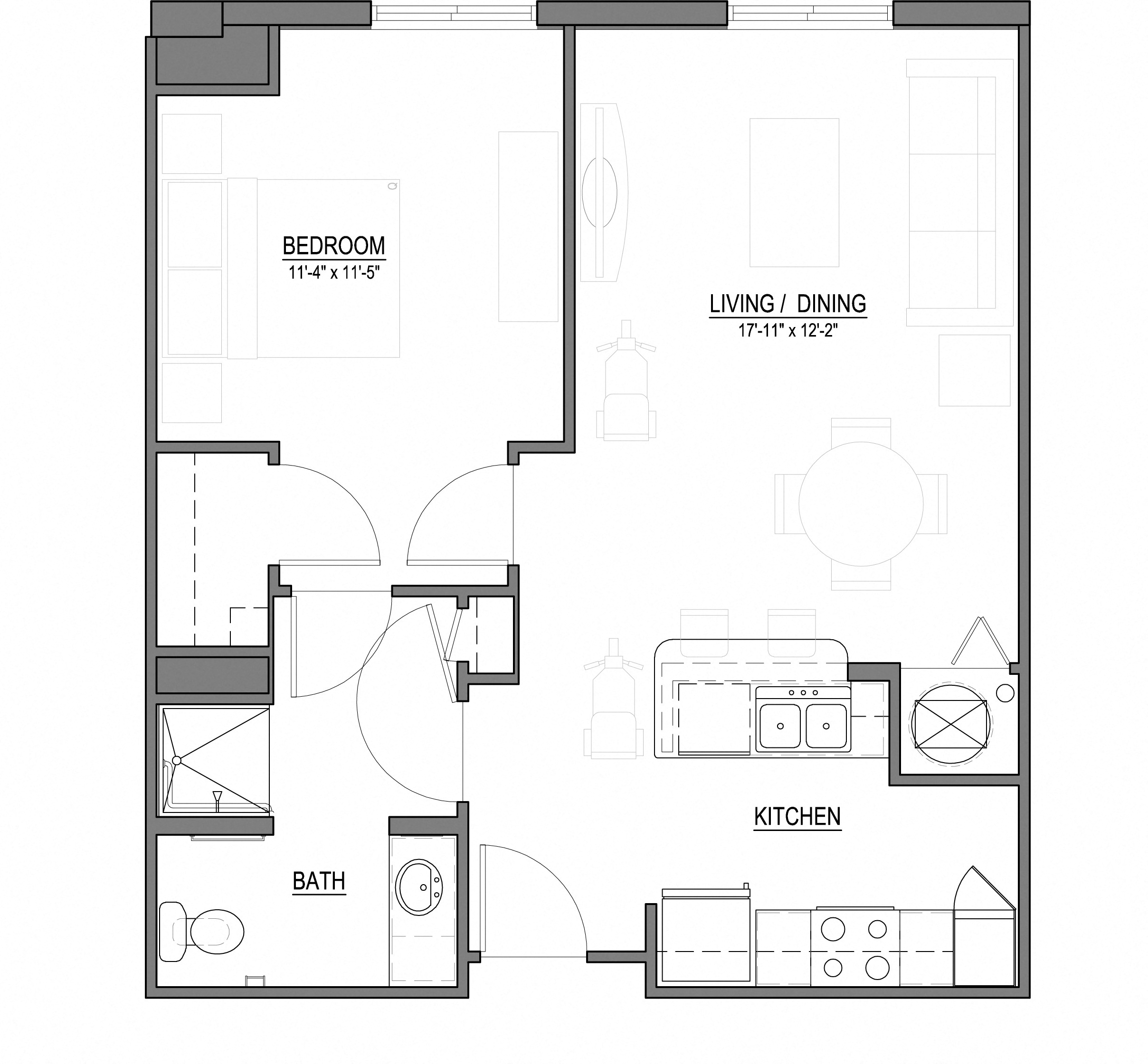 A1-A 1 Bed - 1 Bath |693 sq ft floorplan