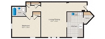 a floor plan of a house with a garage and a kitchen and a living room