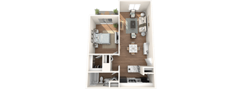 The Element at River Pointe apartments in Jacksonville Florida photo of one bedroom floorplan with patio