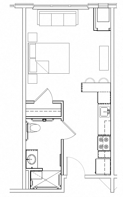 Studio |430 sq ft 1x1 floorplan