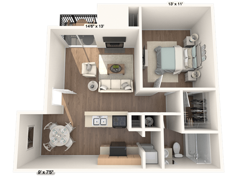 The Sage at 1955 San Antonio, TX Apartments 1BR 1BA 680 sq. ft.