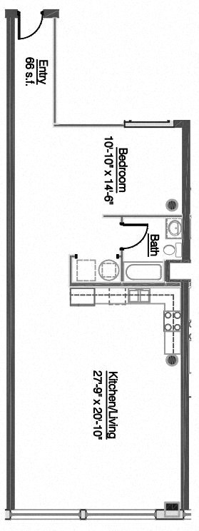 Fashion Square A2 floor plan with 1062 square feet