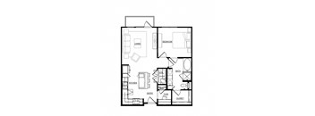 A black and white floor plan of a house with labeled rooms.