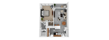 Spacious one-bedroom apartment floor plan at Idlewild 45 Apartments in Midtown Memphis with open layout and private living space