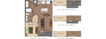 Irving Texas apartment 1 bed 1 bath floor plan Lakeside Urban Center