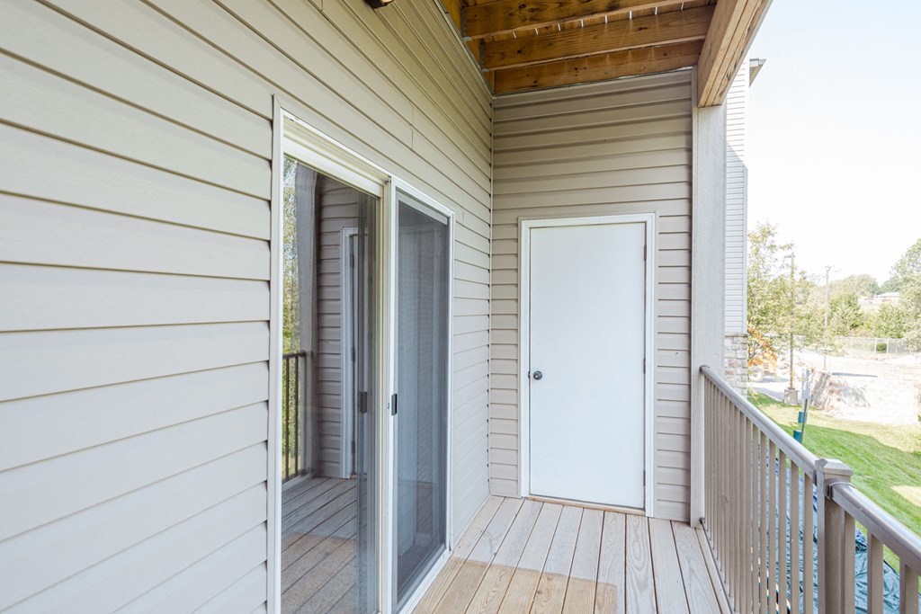 the view of the deck from the entrance to the home