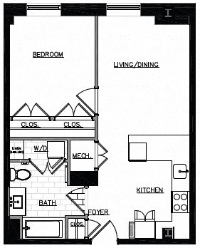the floor plan of a small house with a kitchen and a living room