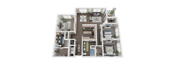 a 3d floor plan of a house with a bedroom and a kitchen