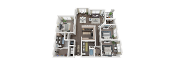 a 3d floor plan of a house with a bedroom and a kitchen