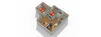 a floor plan of a house with a bedroom and a living room