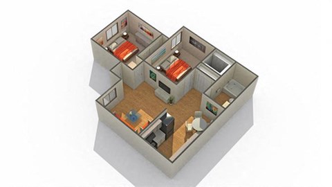 a floor plan of a house with a bedroom and a living room