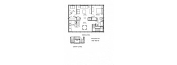 split floor plan of a house with bedrooms and baths