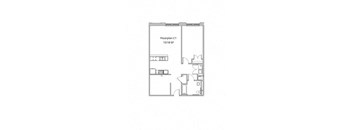 a floor plan of a bedroom with a bathroom and a closet
