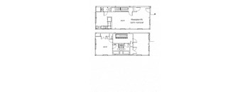 a floor plan of a house with two floors and a garage