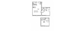 the floor plan of a bedroom house with a bathroom and a closet