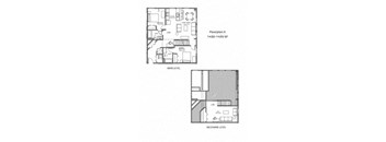 two floor plans showing the upstairs and downstairs floors of a house