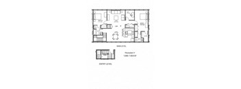 a floor plan of a house with a bedroom and a living room