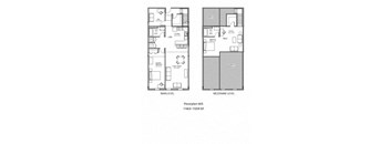 split floor plan of two different floors of a house
