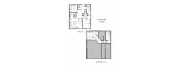 two floor plans of a renovated house with a bedroom and a bathroom