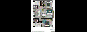 the floor plan of dolce two bedroom villa with balcony