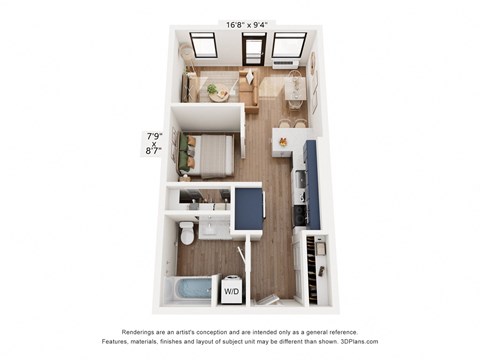 a floor plan of a 1 bedroom with a bathroom and a living room