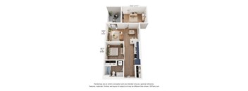 a stylized floor plan of a 2100 sq ft apartment