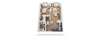 a floor plan of a 1 bedroom apartment with a wood floor