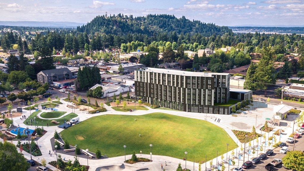 an aerial view of the campus