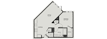 a floor plan of a house shaped like a barn with a loft and a attic